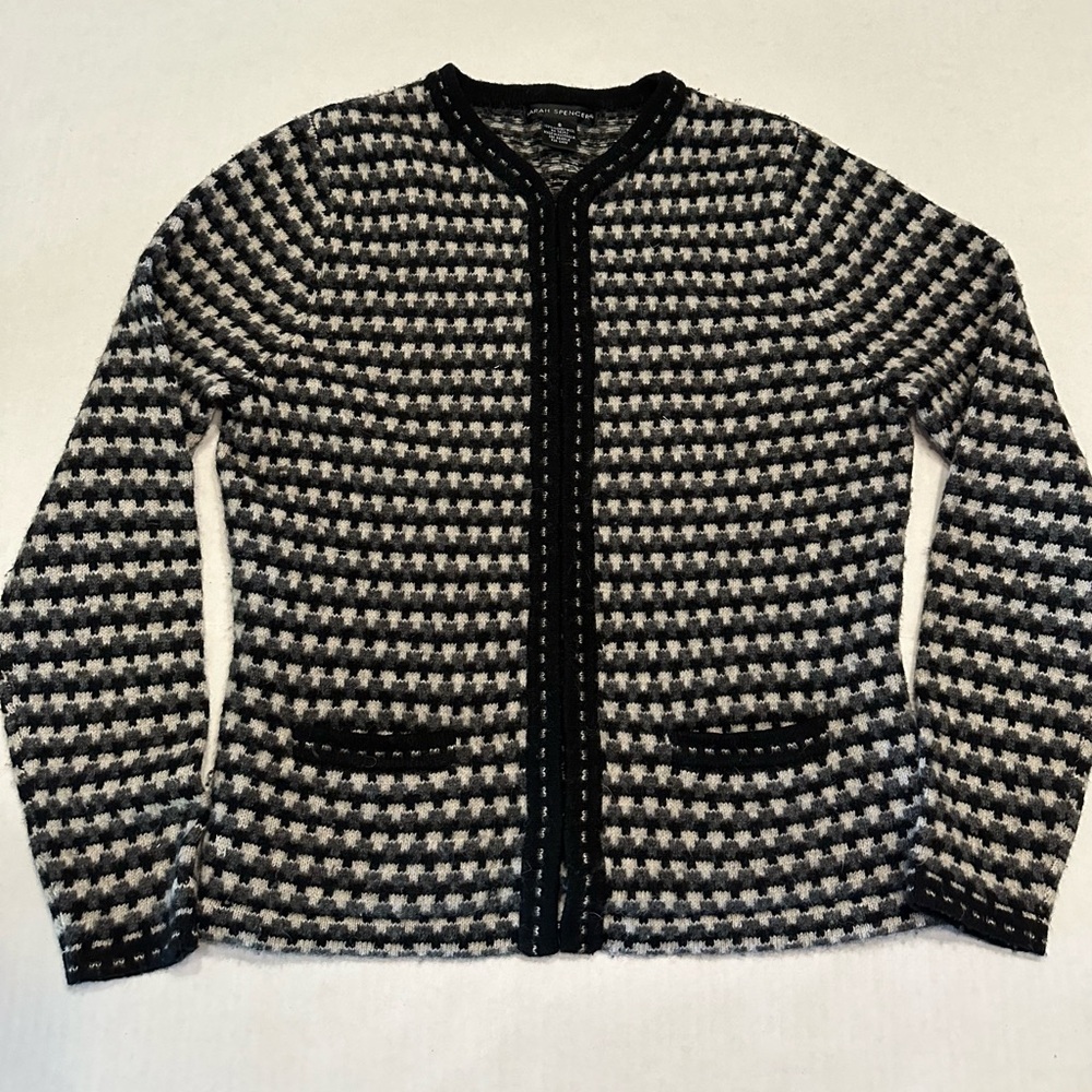 Sarah Spencer Lambs Wool Long Sleeve Sweater Cardigan Size Small